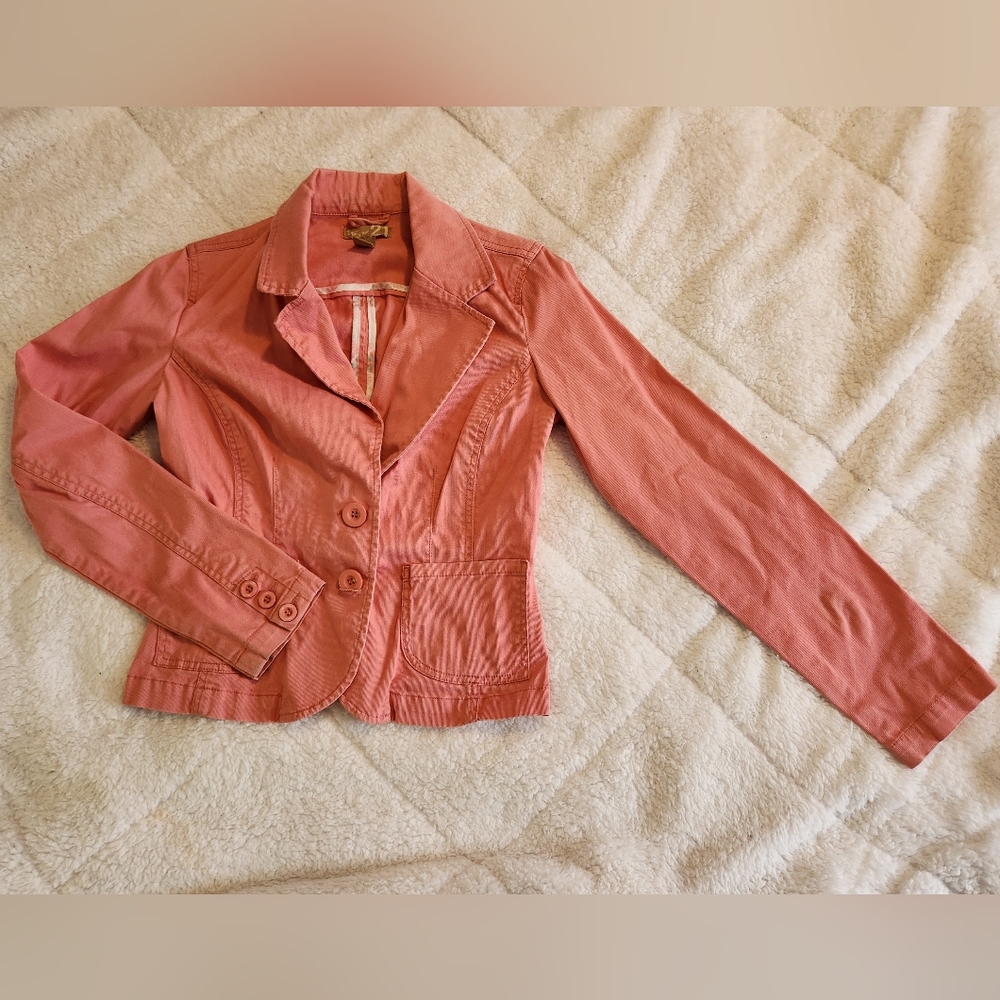 Vintage Twenty One FOREVER 21 Y2K  Pink Jacket Blazer Size M Button Up Coral